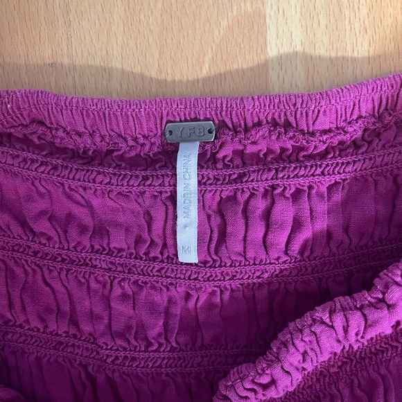 Young Fabulous & Broke Smocked and Lisbet Puff Sleeve Top in Magenta - Picture 3 of 3